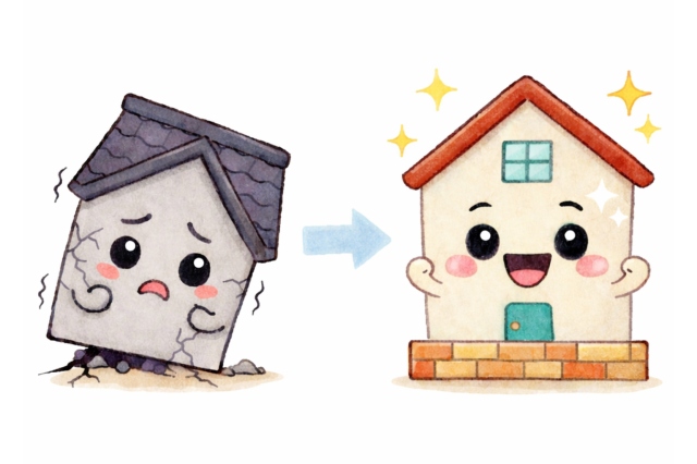 ミネラル不足の家キャラクターとミネラル充足の家キャラクター